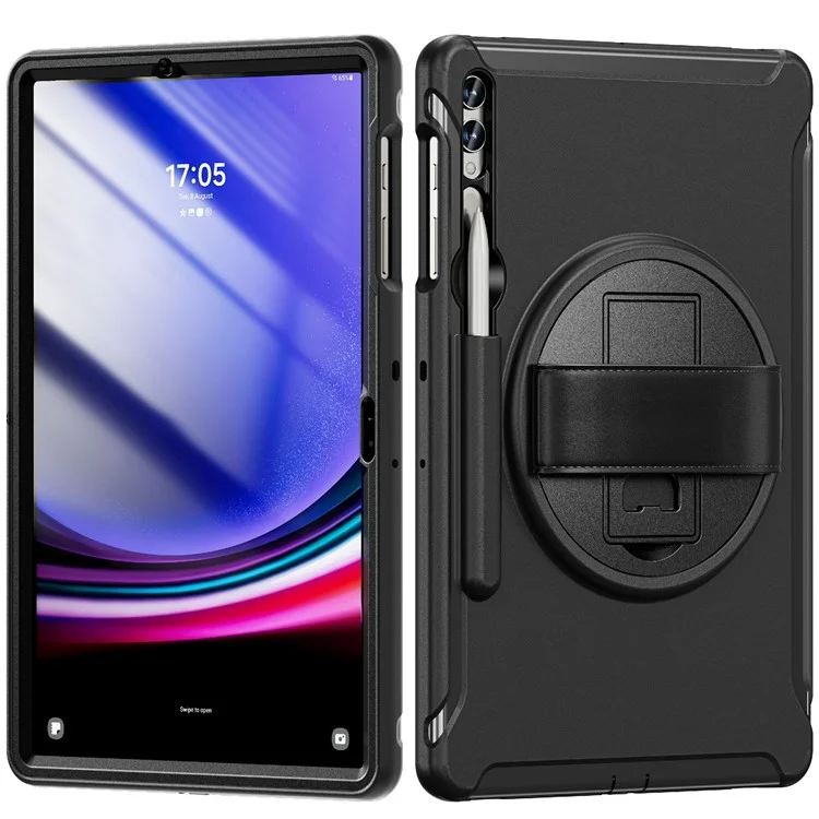 Für Samsung Galaxy Tab S9 FE+ / S7+ T970 / Tab S7 FE T730 / Tab S8+ X800 / Tab S9+ X810 Hülle Stifthalter PC+TPU Tablet Ständer Abdeckung - Schwarz