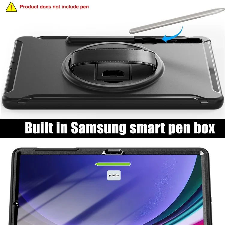 Für Samsung Galaxy Tab S9 FE+ / S7+ T970 / Tab S7 FE T730 / Tab S8+ X800 / Tab S9+ X810 Hülle Stifthalter PC+TPU Tablet Ständer Abdeckung - Schwarz