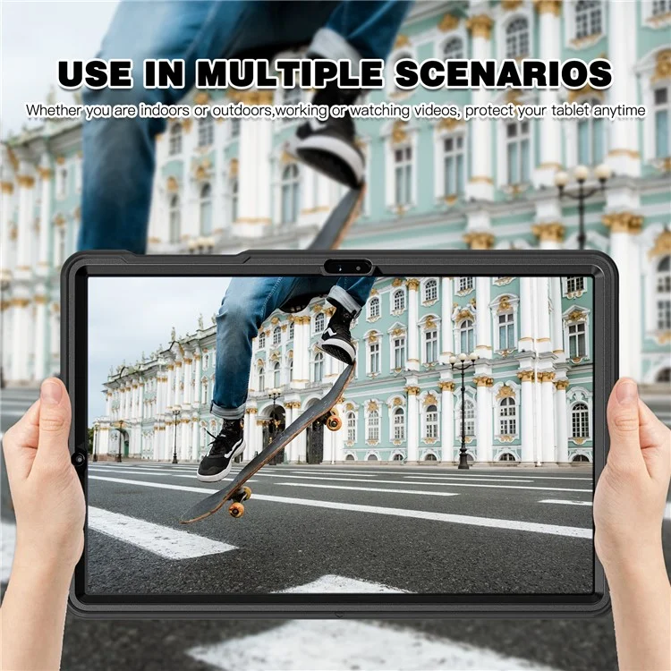 Für Samsung Galaxy Tab S9 FE+ / S7+ T970 / Tab S7 FE T730 / Tab S8+ X800 / Tab S9+ X810 Hülle Stifthalter PC+TPU Tablet Ständer Abdeckung - Schwarz