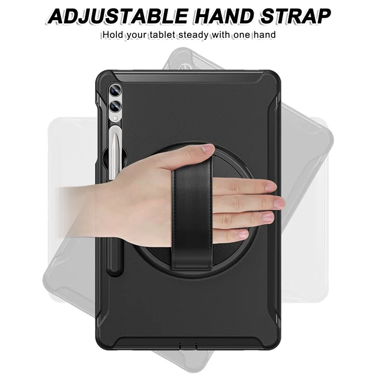 Für Samsung Galaxy Tab S9 FE+ / S7+ T970 / Tab S7 FE T730 / Tab S8+ X800 / Tab S9+ X810 Hülle Stifthalter PC+TPU Tablet Ständer Abdeckung - Schwarz