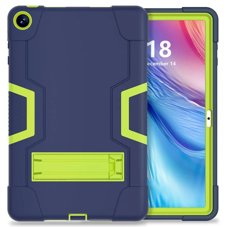 Per Huawei MatePad 10.4 (2023) Tablet Case Supporto Silicone + PC Robot Style Dual Color Tablet Cover - Navy Blue / Yellow Green