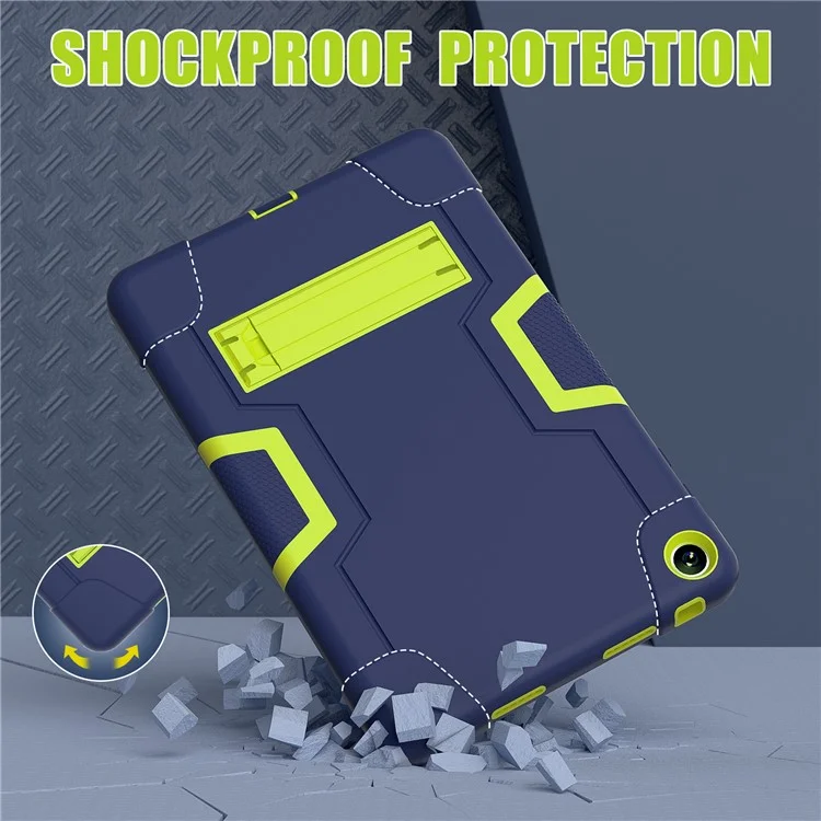 Per Huawei MatePad 10.4 (2023) Tablet Case Supporto Silicone + PC Robot Style Dual Color Tablet Cover - Navy Blue / Yellow Green