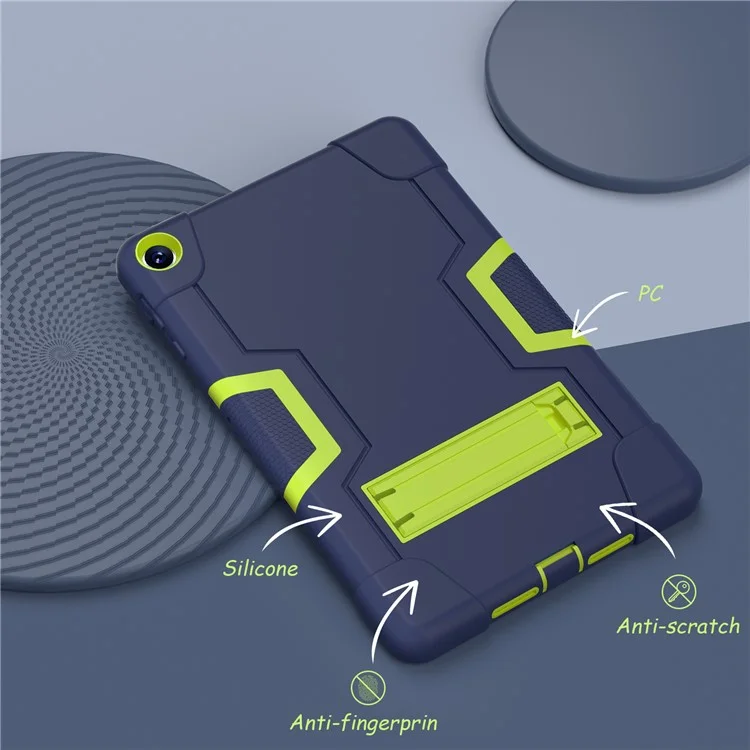 Per Huawei MatePad 10.4 (2023) Tablet Case Supporto Silicone + PC Robot Style Dual Color Tablet Cover - Navy Blue / Yellow Green