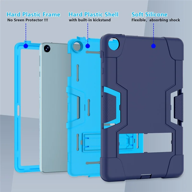 Para Huawei MatePad 10.4 (2023) Tablet Case Kickstand Silicona + PC Robot Style Dual Color Tablet Cover - Azul Marino / Azul