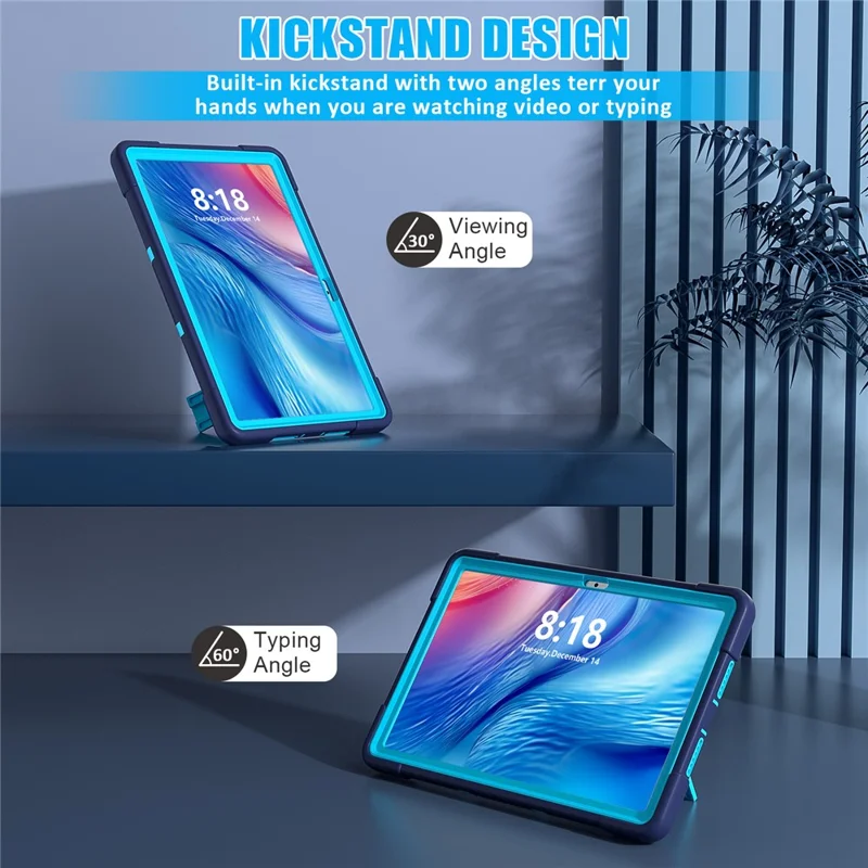 Para Huawei MatePad 10.4 (2023) Tablet Case Kickstand Silicona + PC Robot Style Dual Color Tablet Cover - Azul Marino / Azul