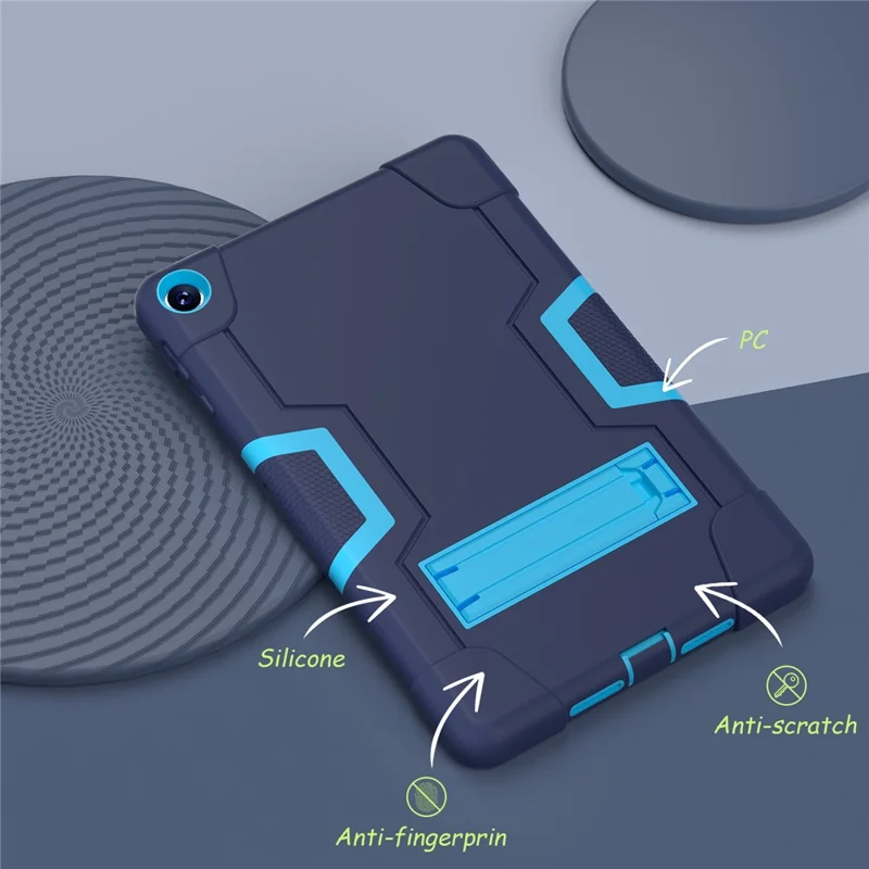 Para Huawei MatePad 10.4 (2023) Tablet Case Kickstand Silicona + PC Robot Style Dual Color Tablet Cover - Azul Marino / Azul