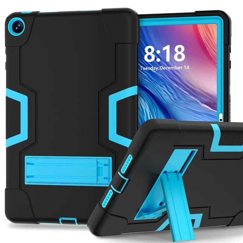 For Huawei MatePad 10.4 (2023) Tablet Case Kickstand Silicone + PC Robot Style Dual Color Tablet Cover - Black / Blue