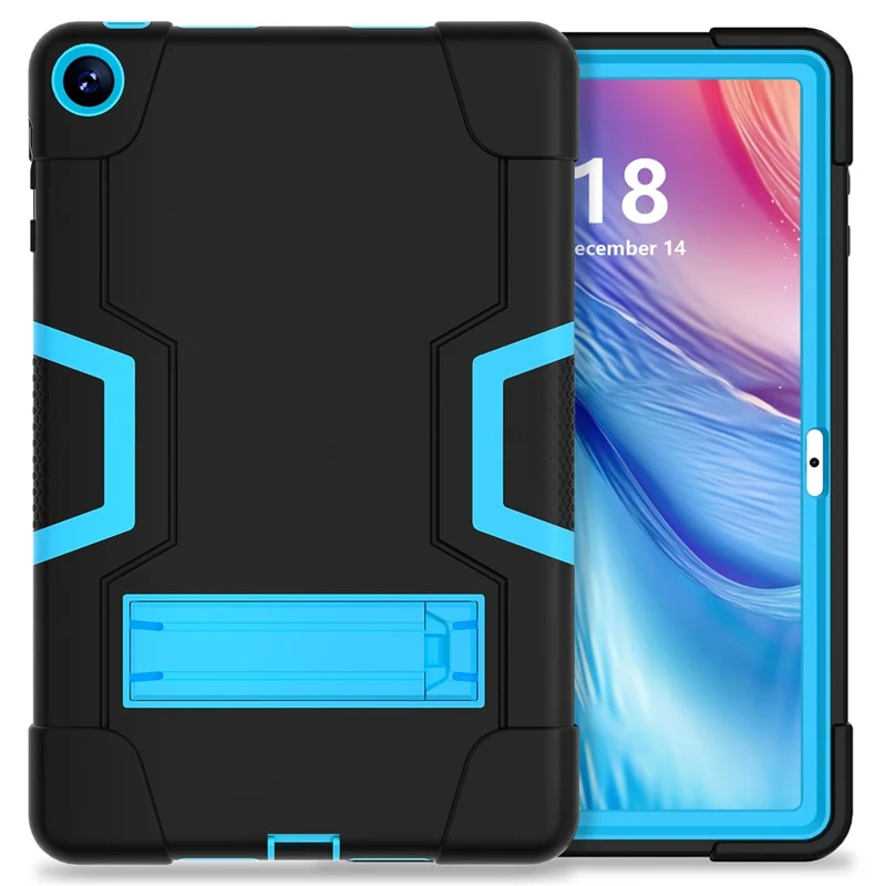For Huawei MatePad 10.4 (2023) Tablet Case Kickstand Silicone + PC Robot Style Dual Color Tablet Cover - Black / Blue