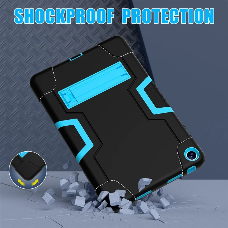 For Huawei MatePad 10.4 (2023) Tablet Case Kickstand Silicone + PC Robot Style Dual Color Tablet Cover - Black / Blue