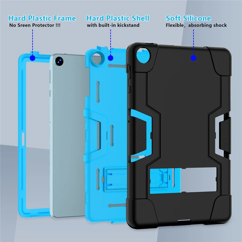 For Huawei MatePad 10.4 (2023) Tablet Case Kickstand Silicone + PC Robot Style Dual Color Tablet Cover - Black / Blue
