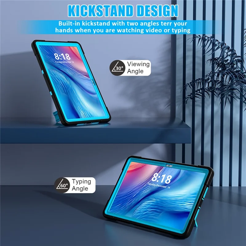 For Huawei MatePad 10.4 (2023) Tablet Case Kickstand Silicone + PC Robot Style Dual Color Tablet Cover - Black / Blue