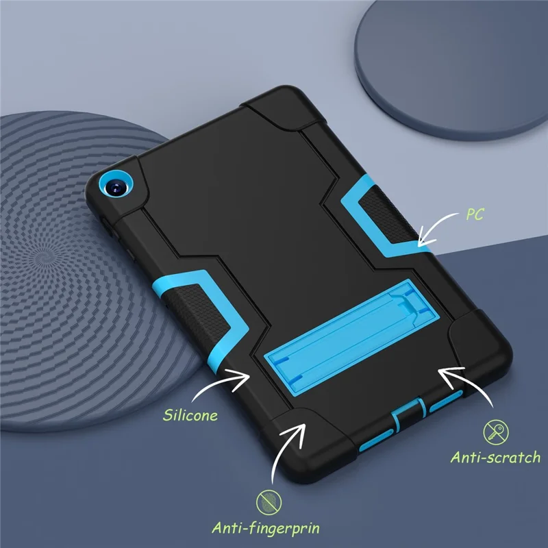 For Huawei MatePad 10.4 (2023) Tablet Case Kickstand Silicone + PC Robot Style Dual Color Tablet Cover - Black / Blue