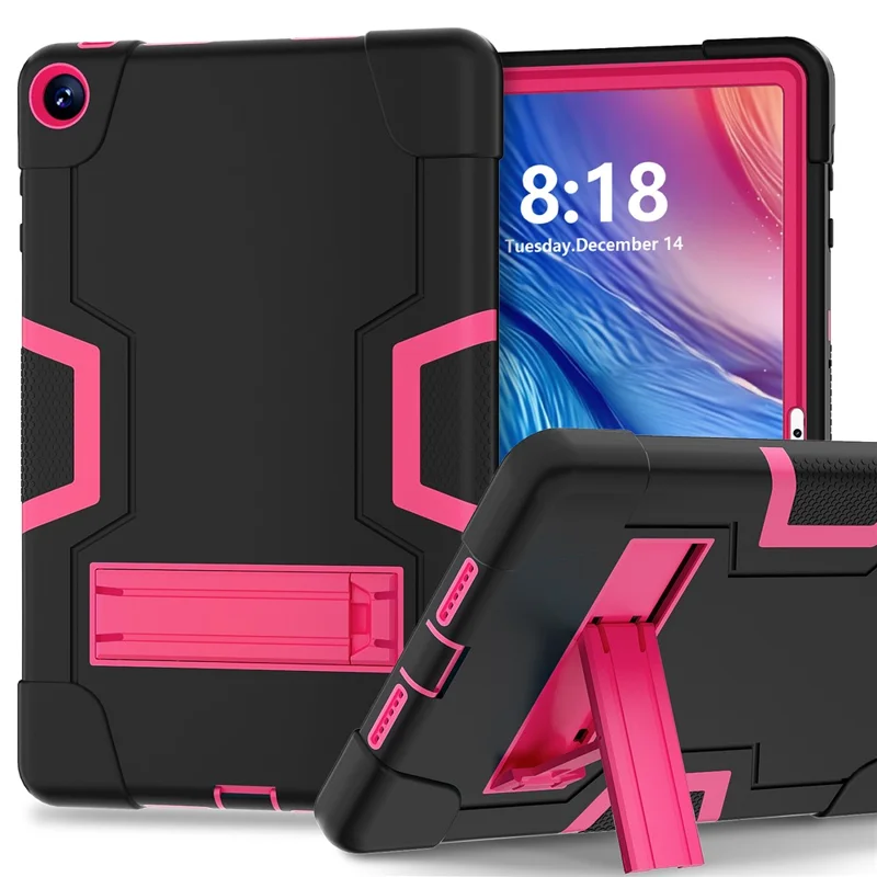 Für Huawei MatePad 10.4 (2023) Tablet-Hülle mit Ständer, Silikon + PC, Roboter-Stil, Zweifarbig, Tablet-Cover - Schwarz / Rosa-Rot