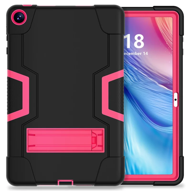 Für Huawei MatePad 10.4 (2023) Tablet-Hülle mit Ständer, Silikon + PC, Roboter-Stil, Zweifarbig, Tablet-Cover - Schwarz / Rosa-Rot