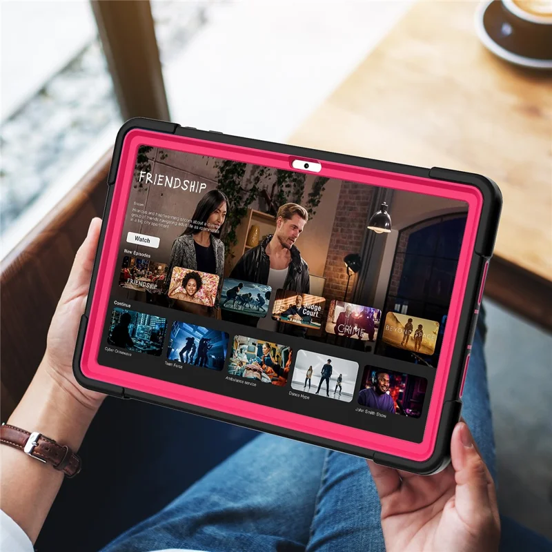 Für Huawei MatePad 10.4 (2023) Tablet-Hülle mit Ständer, Silikon + PC, Roboter-Stil, Zweifarbig, Tablet-Cover - Schwarz / Rosa-Rot