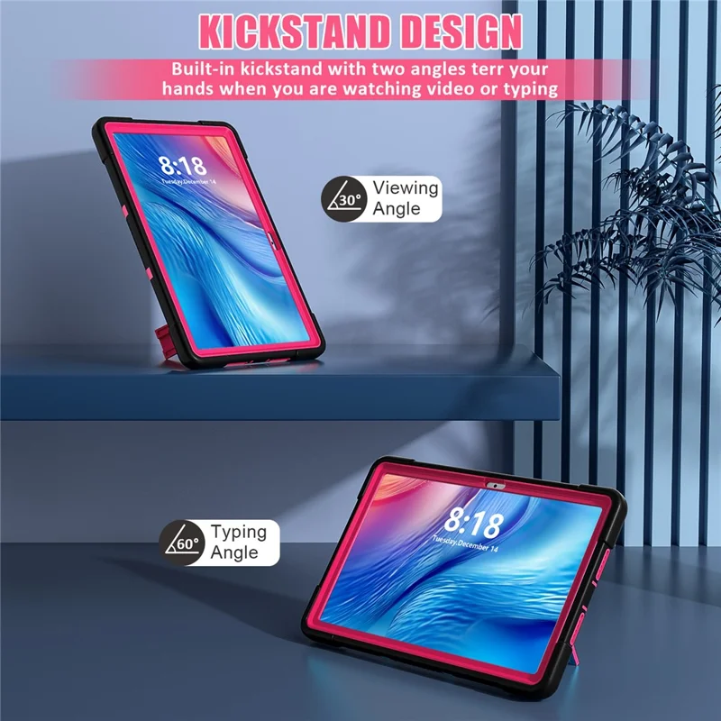 Für Huawei MatePad 10.4 (2023) Tablet-Hülle mit Ständer, Silikon + PC, Roboter-Stil, Zweifarbig, Tablet-Cover - Schwarz / Rosa-Rot