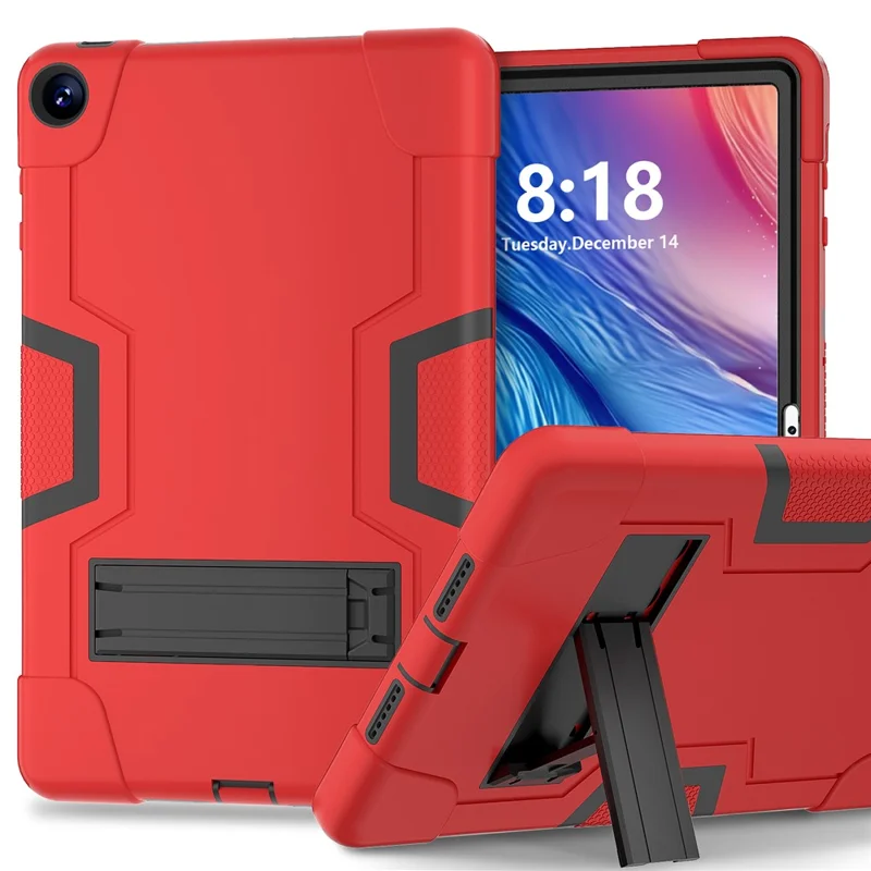 For Huawei MatePad 10.4 (2023) Tablet Case Kickstand Silicone + PC Robot Style Dual Color Tablet Cover - Red / Black