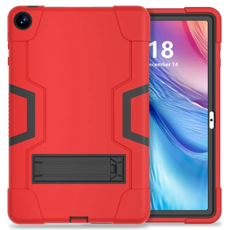 For Huawei MatePad 10.4 (2023) Tablet Case Kickstand Silicone + PC Robot Style Dual Color Tablet Cover - Red / Black