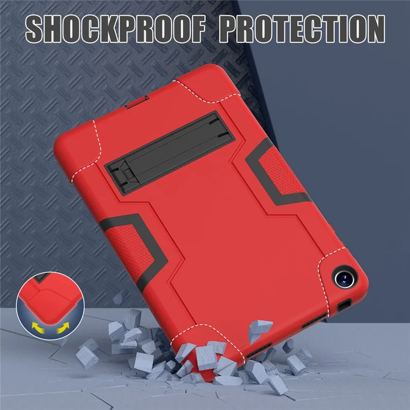 For Huawei MatePad 10.4 (2023) Tablet Case Kickstand Silicone + PC Robot Style Dual Color Tablet Cover - Red / Black