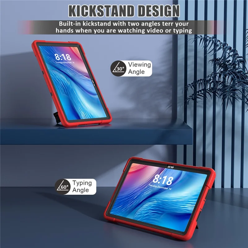 For Huawei MatePad 10.4 (2023) Tablet Case Kickstand Silicone + PC Robot Style Dual Color Tablet Cover - Red / Black