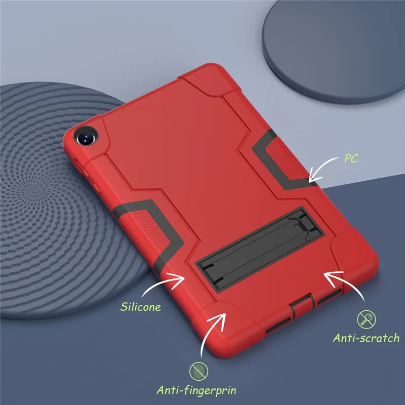 For Huawei MatePad 10.4 (2023) Tablet Case Kickstand Silicone + PC Robot Style Dual Color Tablet Cover - Red / Black