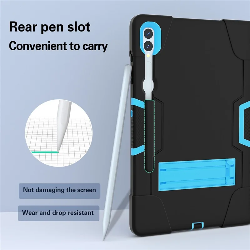 Robot Style Tablet Case for Samsung Galaxy Tab S9+ , Kickstand Dual Color Silicone + PC Tablet Cover - Black / Blue