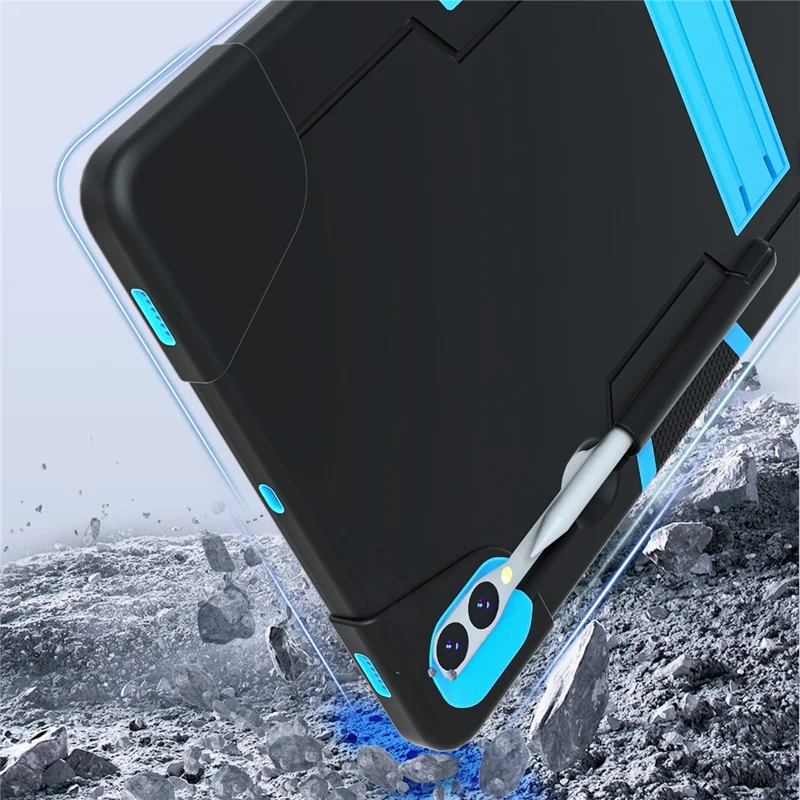 Robot Style Tablet Case for Samsung Galaxy Tab S9+ , Kickstand Dual Color Silicone + PC Tablet Cover - Black / Blue
