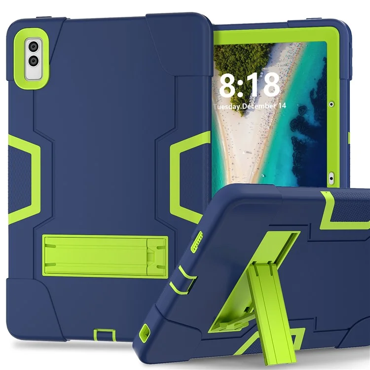 Étui de tablette Kickstand pour Lenovo Tab M10 5G, style robot bicolore en silicone + PC anti-chute - Bleu marine / Vert jaune