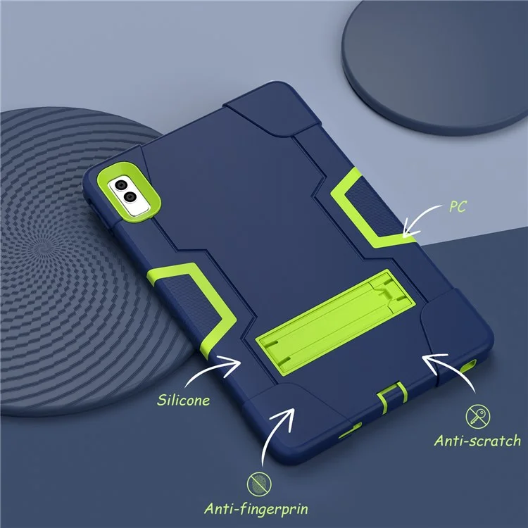 Étui de tablette Kickstand pour Lenovo Tab M10 5G, style robot bicolore en silicone + PC anti-chute - Bleu marine / Vert jaune