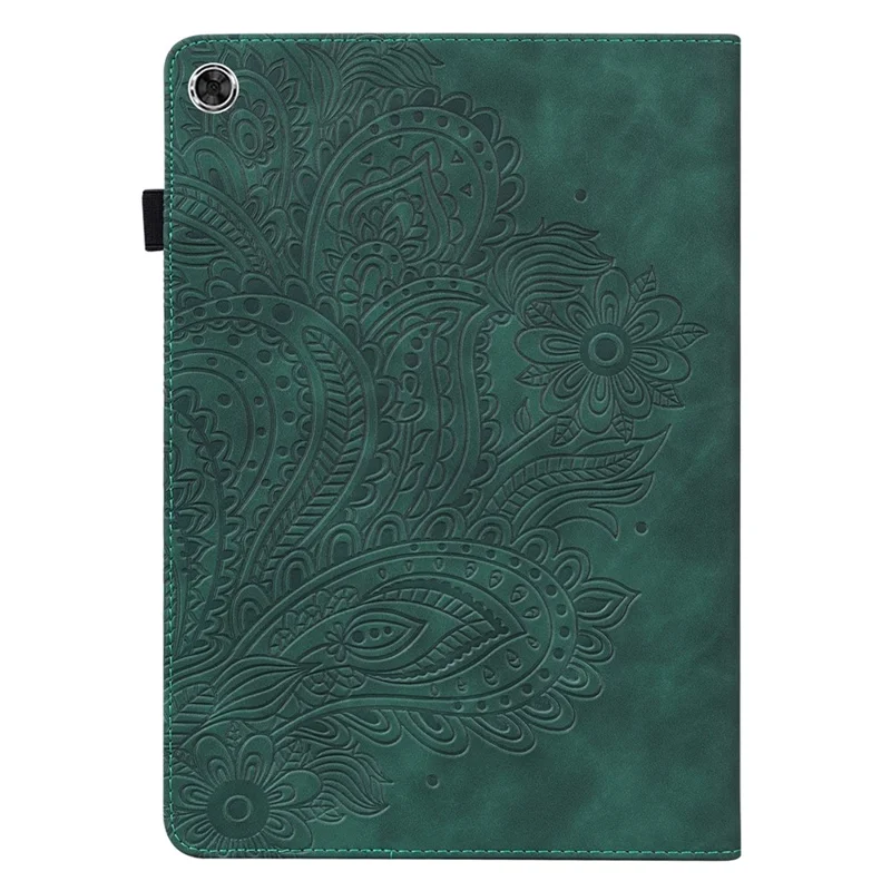 For Samsung Galaxy Tab A11 / A9 Case Flower Imprint Tablet Stand Cover - Green