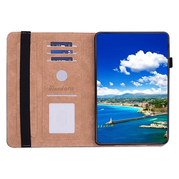 Para Xiaomi Redmi Pad SE Case Stand Card Slot Pattern Printing PU Leather Tablet Cover - Purple Lotus