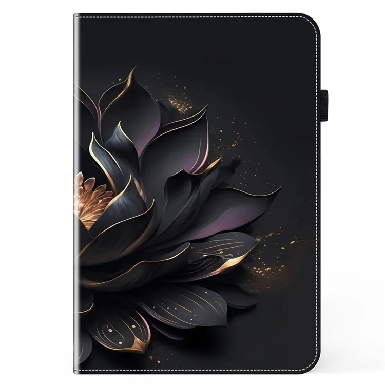 Para Xiaomi Redmi Pad SE Case Stand Card Slot Pattern Printing PU Leather Tablet Cover - Purple Lotus