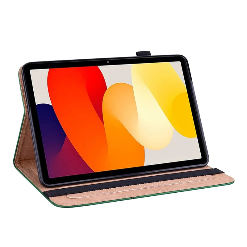 Etui skórzane z liniami, z uchwytem na kartę, do Xiaomi Redmi Pad SE, zielone