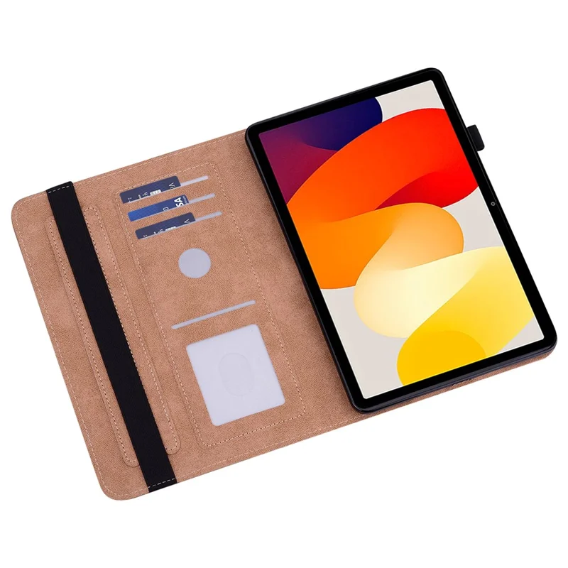 Etui skórzane z liniami, z uchwytem na kartę, do Xiaomi Redmi Pad SE, zielone