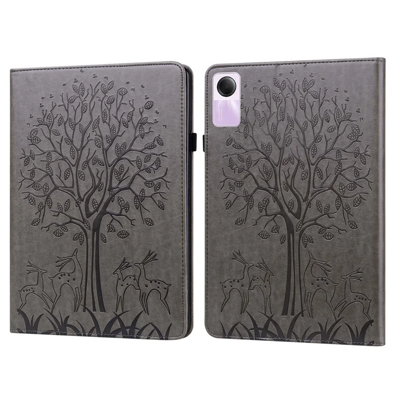 Per custodia Xiaomi Redmi Pad SE, custodia in pelle PU stampata con slot per schede - Grigio