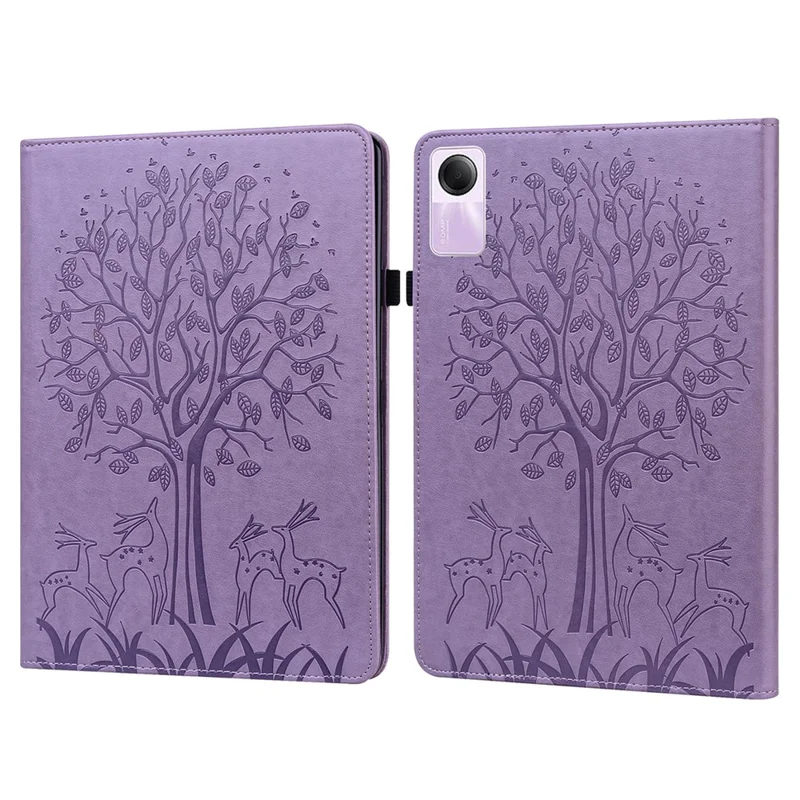 For Xiaomi Redmi Pad SE Case Imprinted PU Leather Tablet Cover with Card Slots - Purple