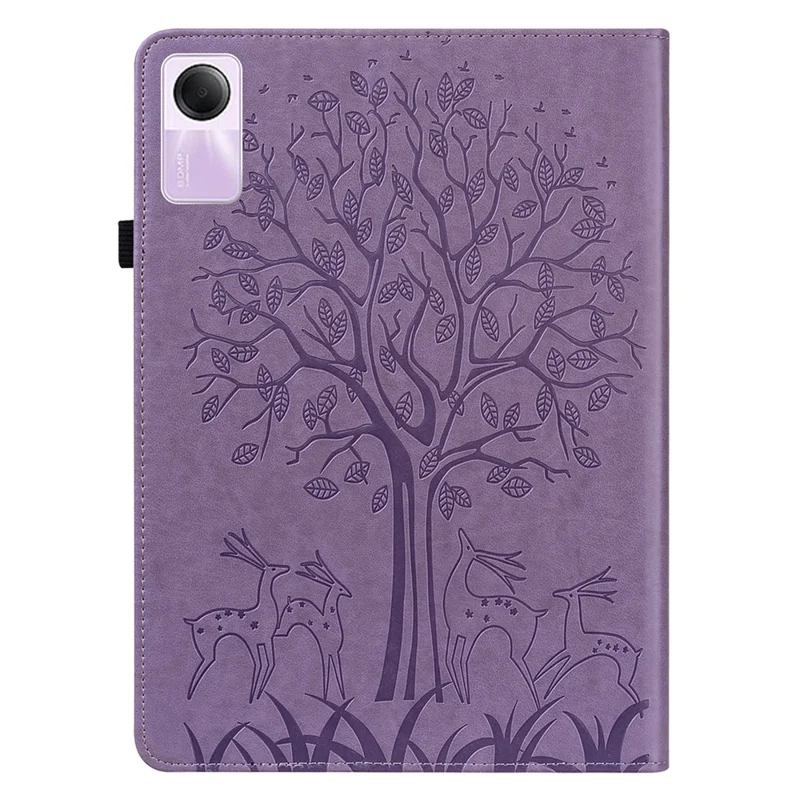 For Xiaomi Redmi Pad SE Case Imprinted PU Leather Tablet Cover with Card Slots - Purple