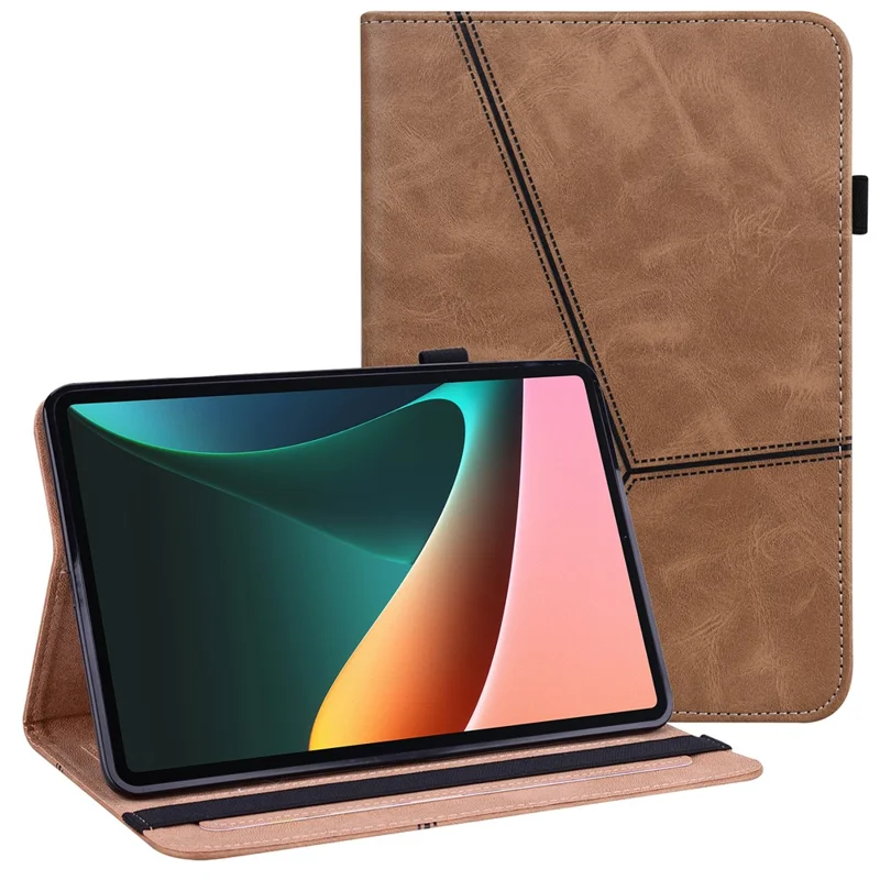 For Lenovo Xiaoxin Pad Pro 12.7 inch PU Leather Case Stand Card Holder Tablet Cover - Brown