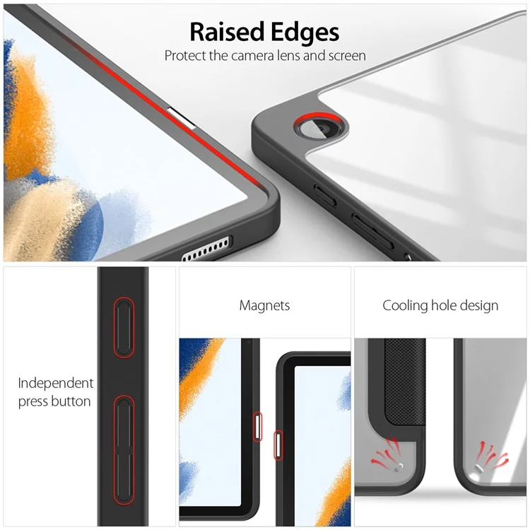 DUX DUCIS TOBY Series Per Samsung Galaxy Tab A9 Custodia Supporto Pieghevole in PU Pelle Custodia Tablet - Nero