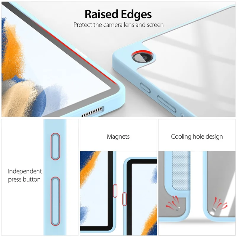 DUX DUCIS TOBY Series For Samsung Galaxy Tab A9 Case Tri-fold Stand PU Leather Tablet Cover - Baby Blue