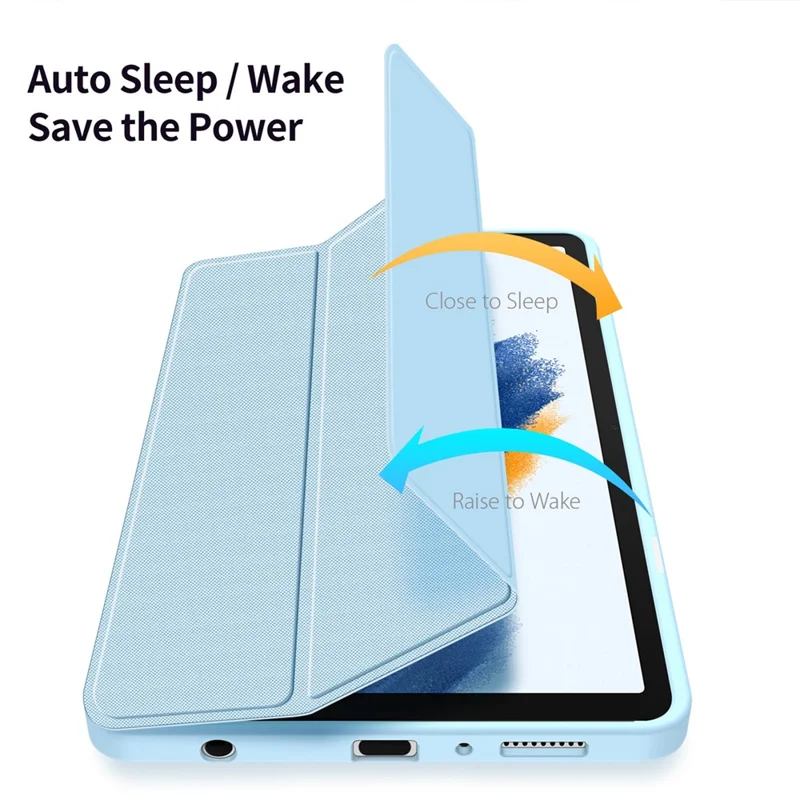 DUX DUCIS TOBY Series For Samsung Galaxy Tab A9 Case Tri-fold Stand PU Leather Tablet Cover - Baby Blue