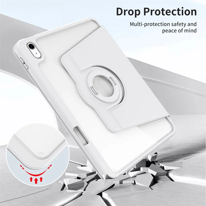 Capa Inteligente para iPad (2025) / 10,9 (2022) com Suporte Giratório de Poliuretano + Acrílico, Capa Protetora para Tablet - Cinzento