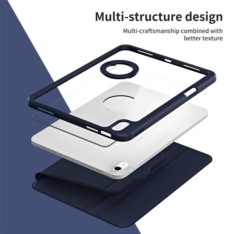 Чехол из искусственной кожи + акрила с поворотной подставкой для iPad 10.9 (2022) - темно-синий