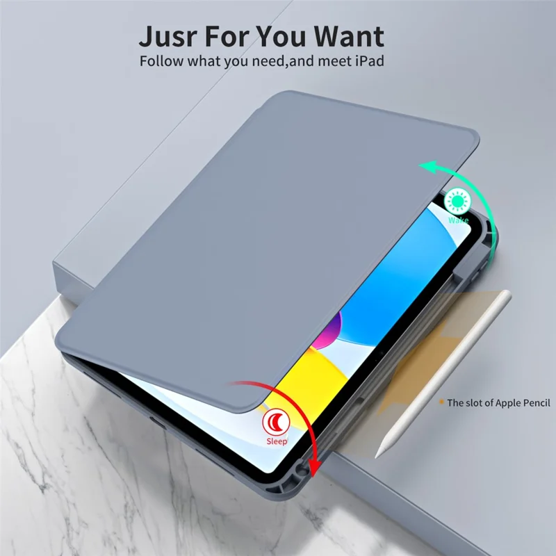 For iPad (2025) / 10.9 (2022) Smart Cover PU Leather+Acrylic Rotary Kickstand Protective Tablet Case - Purple