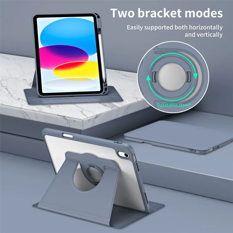 For iPad (2025) / 10.9 (2022) Smart Cover PU Leather+Acrylic Rotary Kickstand Protective Tablet Case - Purple