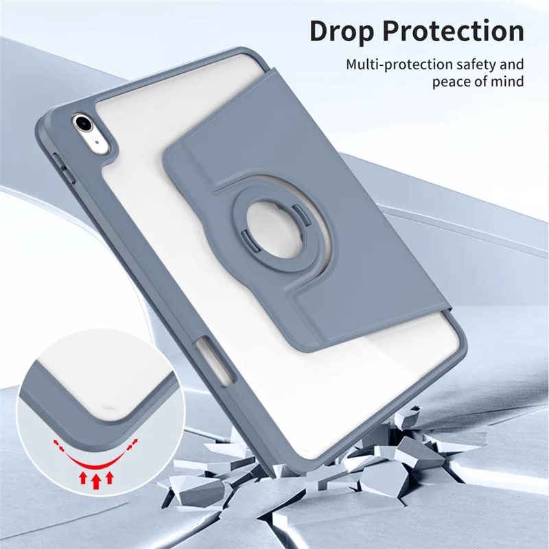 For iPad (2025) / 10.9 (2022) Smart Cover PU Leather+Acrylic Rotary Kickstand Protective Tablet Case - Purple