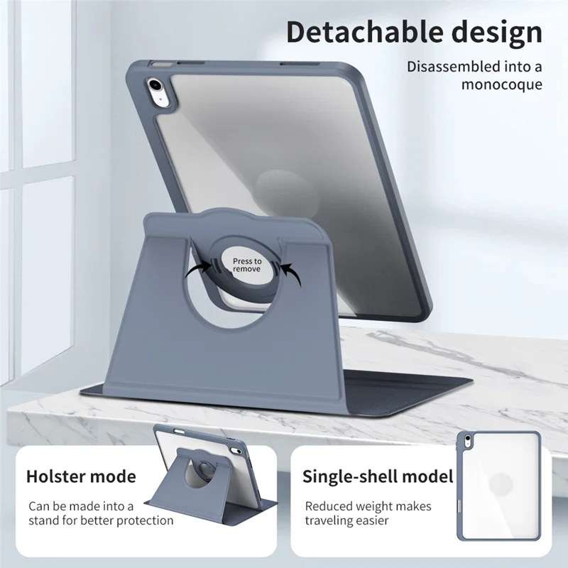 For iPad (2025) / 10.9 (2022) Smart Cover PU Leather+Acrylic Rotary Kickstand Protective Tablet Case - Purple