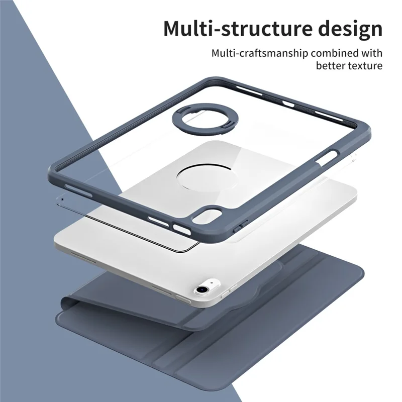 For iPad (2025) / 10.9 (2022) Smart Cover PU Leather+Acrylic Rotary Kickstand Protective Tablet Case - Purple