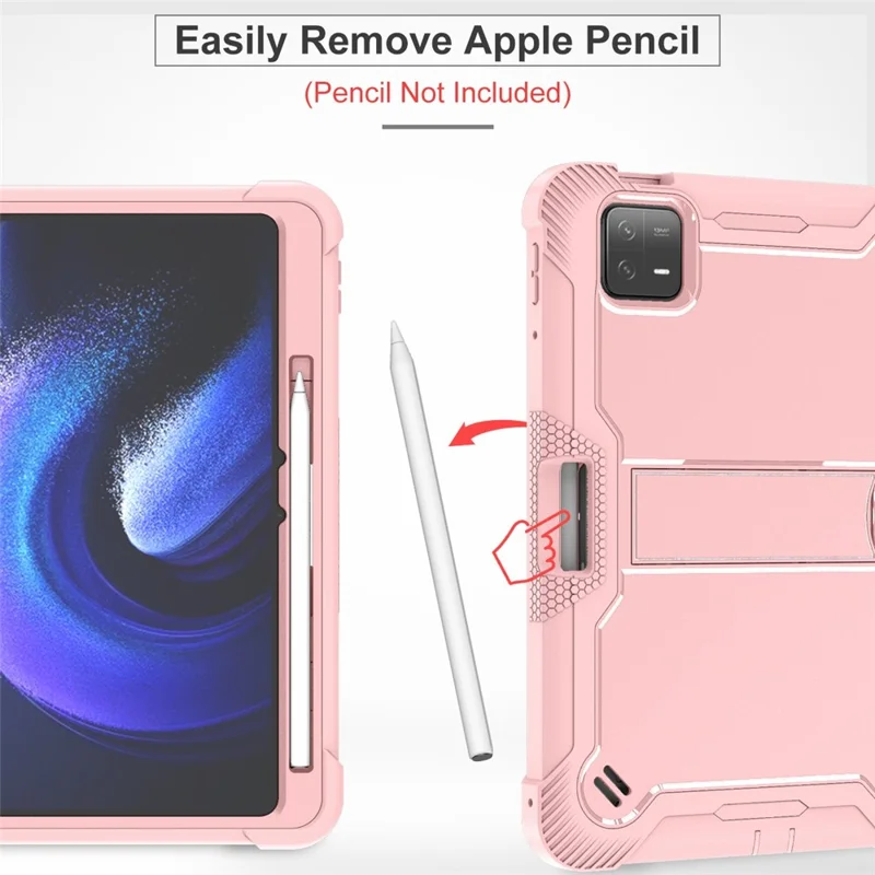 For Xiaomi Pad 6 / Pad 6 Pro Kickstand Tablet Cover Silicone + PC Shockproof Rugged Case - Rose Gold
