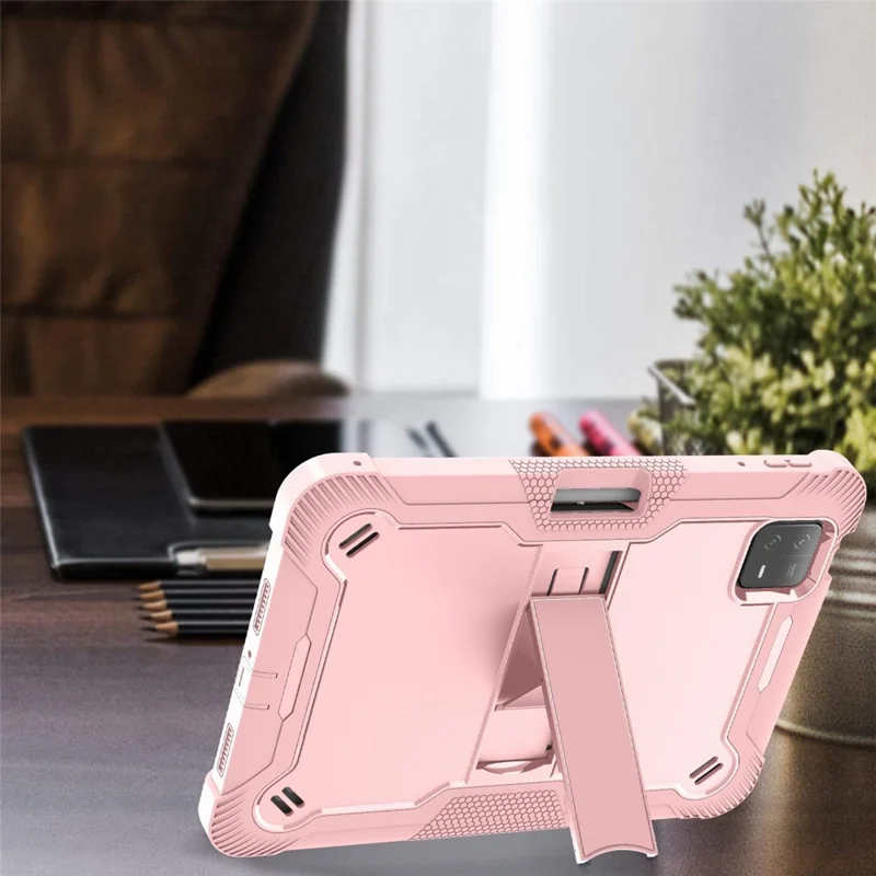 For Xiaomi Pad 6 / Pad 6 Pro Kickstand Tablet Cover Silicone + PC Shockproof Rugged Case - Rose Gold